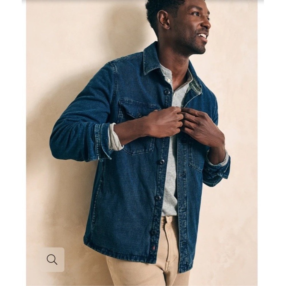 Faherty jersey Shirt jacket in indigo Blue Men's Size Large MSRP $198 Cotton